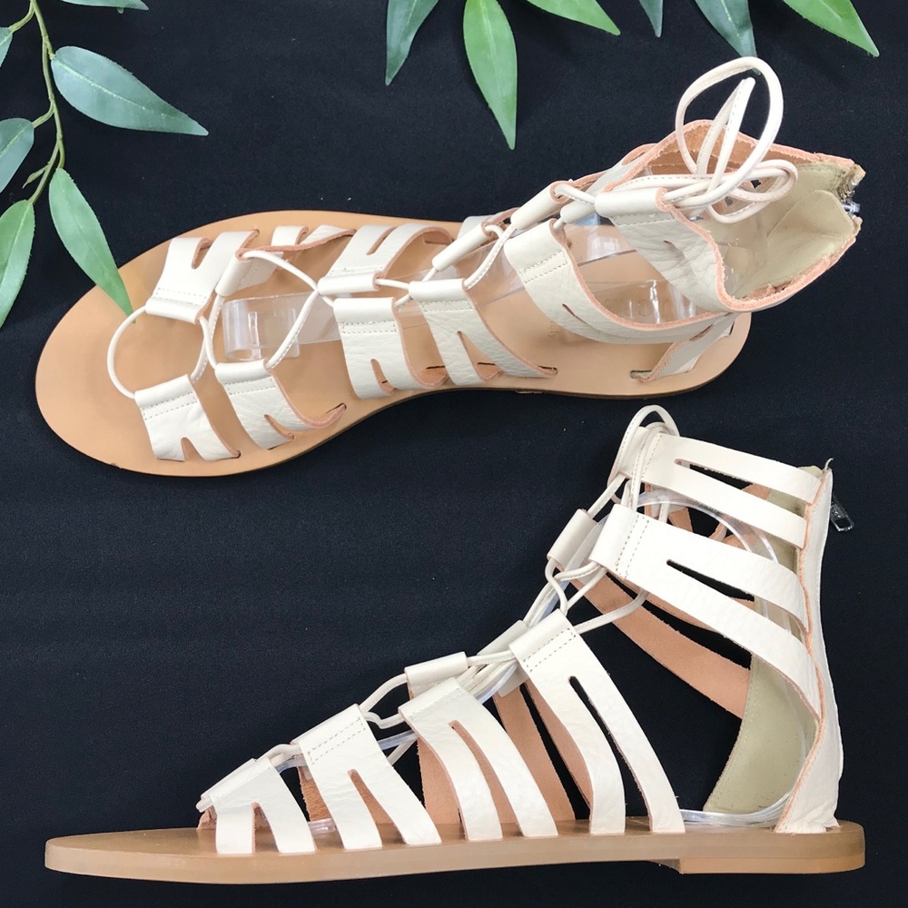 New In Box J. Crew Lace-up gladiator sandals Bone.  Never Worn